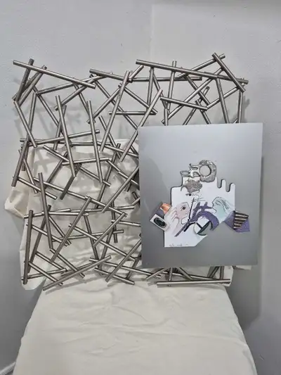 Signed Marlene Tremblay 1990 Abstract Metal Wall Sculpture, View more