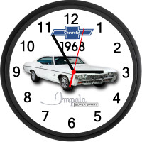 1968 Chevy Impala SS Super Sport (Ermine White) Custom Clock New