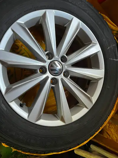 Set of winter tires on VW rims. Tires are 4 years old. The rims were on a Tiguan. Asking $700 obo.