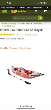 Intex excursion Pro K1 Kayak