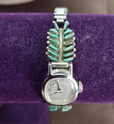 Zuni Native American channel inlay turquoise stone watch. In perfect condition. Asking $185 for this...