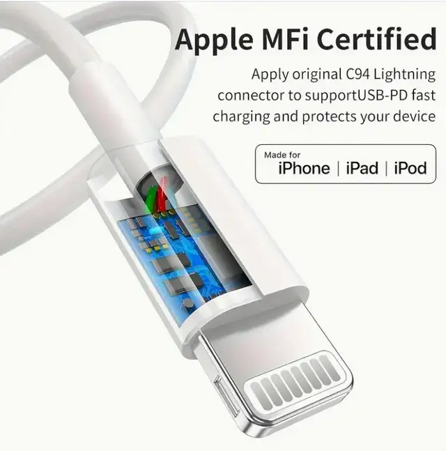 1pc 2 M 6.6ft USB C to Lightning Charging & Data Cable Apple MFI in General Electronics in Markham / York Region - Image 6