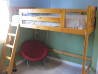 Loft bed, 2 dressers and mattress