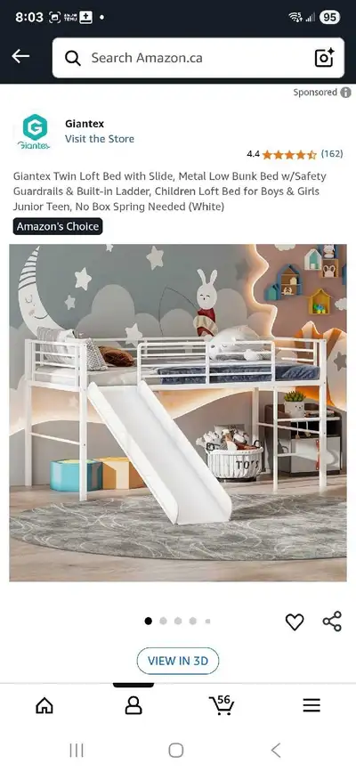 KIDS/TODDLERS/PLAYROOM/Giantex Twin Loft Bed with Slide, Metal L, View more