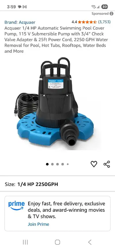 Acquaer Pool Cover Pump, View more