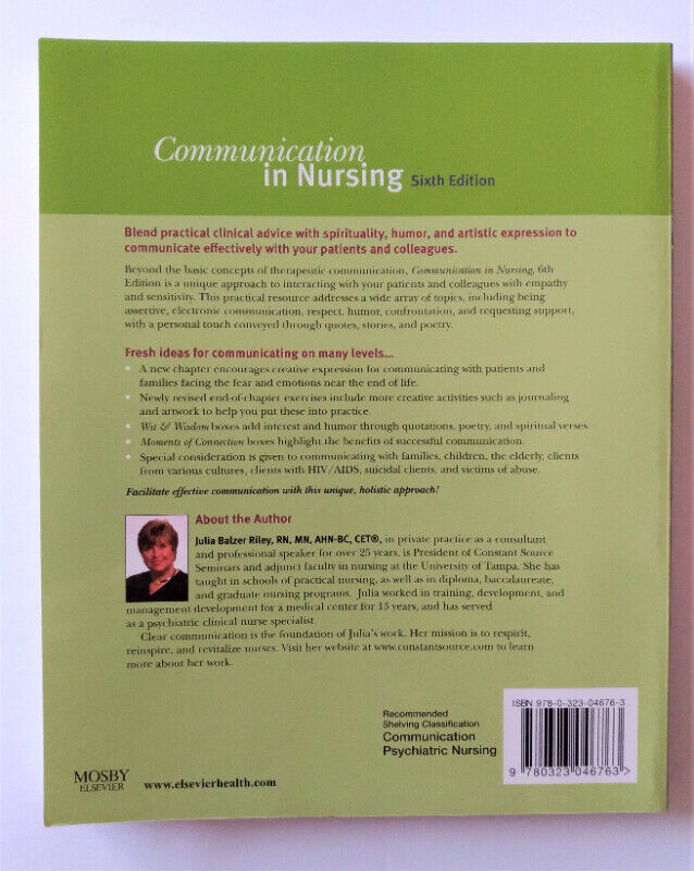 Communication in Nursing, Sixth (6th) Edition by Julia Riley in Textbooks in Edmonton - Image 2