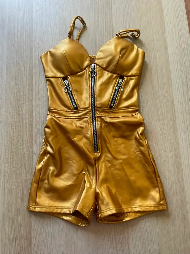 NWOT Gold Vinyl Playsuit / Romper