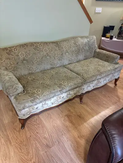 Lite green antique couch 75”long seat D 21”