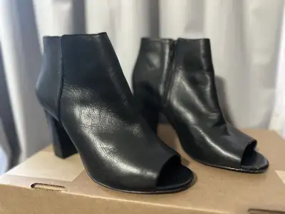 women’s leather black booties , View more