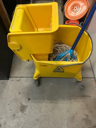 Commercial Mop bucket w mop and new mop pad, View more