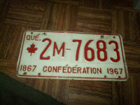 plaque d automobile de 1967