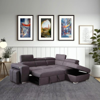 Sale On New 4-Piece Sectional Sofa With Storage Ottoman - Grey