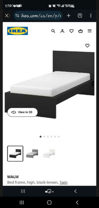 Ikea malm twin bedframe with viscologic serenity mattress