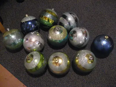 11 large plastic Christmas bulbs, View more