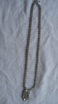 Vintage  Necklace, Bracelet and Earrings Set - Clear Rhinestone