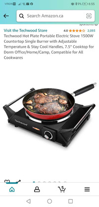 Techwood Hot Plate electric stove. New. Available in kitchener D