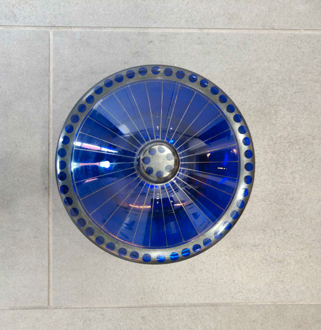 Vintage Cobalt Blue Glass Candy Bowl Dish & Lid MCM Dots in Home Décor & Accents in Hamilton - Image 4