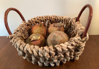 4 Pieces of Beaded Decorative Faux Artificial Fruit and Basket