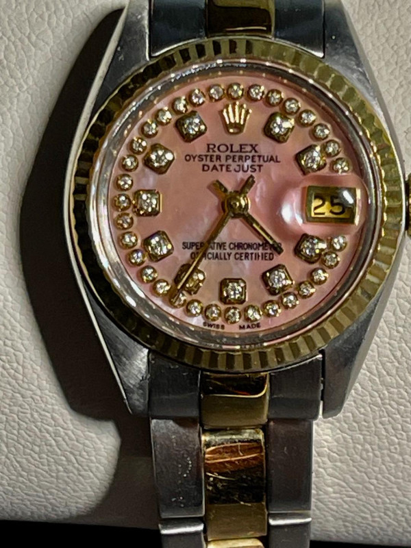 ROLEX DATEJUST Pink MOP Diamond 18k Yellow Gold SS Ladies in Jewellery & Watches in Markham / York Region