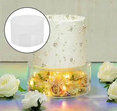 Brand New in box. Clear Acrylic Cake Box Stand Round Cylinder Transparent Enhancer Display Box with...