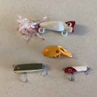 4x Vintage wooden fishing lures - hand painted - 1960’s 1970’s