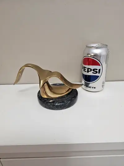 Vintage Brass bird on marble statue, View more