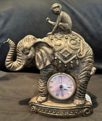 Vintage Monkey riding a Elephant Good Luck Clock 