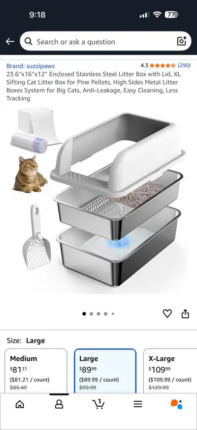 Enclosed Stainless Steel Cat Litter , View more