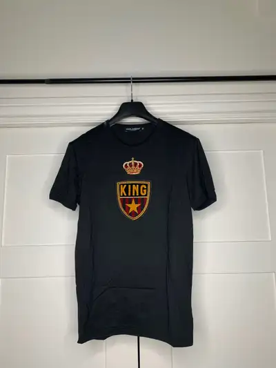 Dolce&Gabbana Black Calfskin King Crown Patch T-Shirt, View more