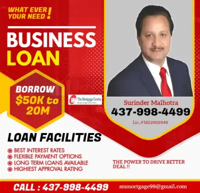 Needs of any Financial Services????? Call @ 437-998-4499 We do all types of Loans and Mortgages: Bus...