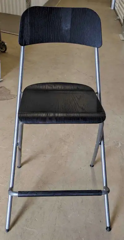 FRANKLIN Bar stool with backrest, foldable, black, View more