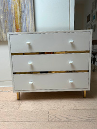 White mirror gold dresser