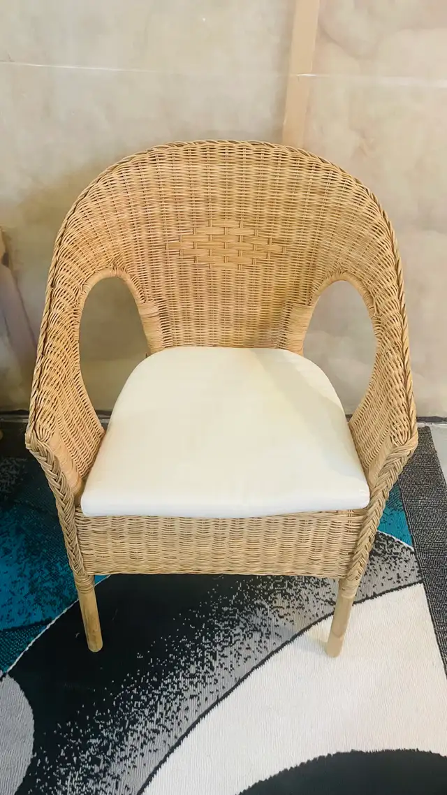4 IKEA AGEN Rattan Chairs + GAMLEHULT Storage Stool in Chairs & Recliners in Calgary - Image 4