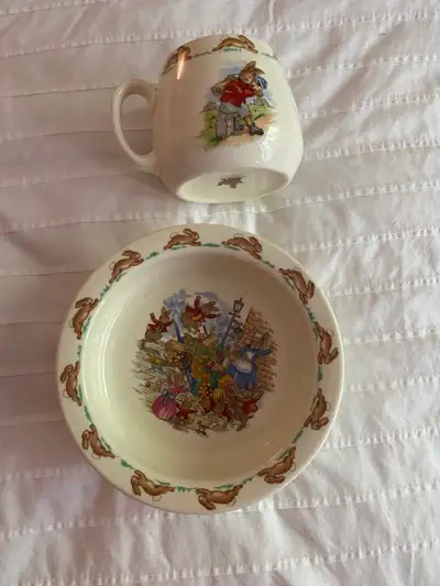 Bunnykin 1976 - bowl and cup, View more