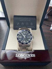 Longines HydroConquest 44mm Blue Automatic SS Submariner Watch 