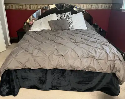 Queen Bed frame including headboard, mattress and box spring, 2 nightstands, wardrobe closet, dresse...