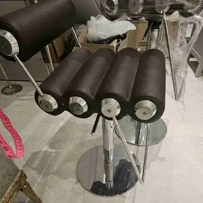 TWO Black leather chrome bar stool, View more