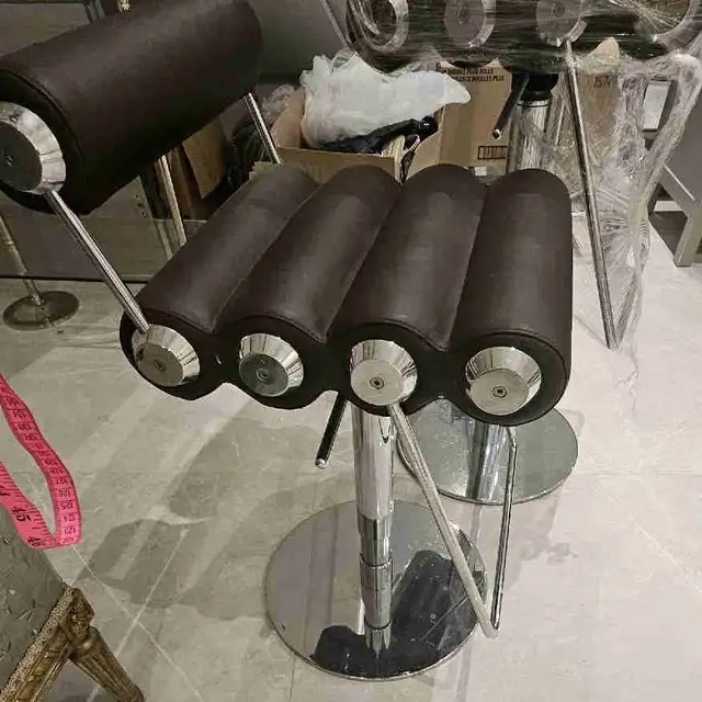 TWO Black leather chrome bar stool in Chairs & Recliners in City of Toronto - Image 2