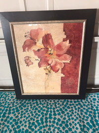 Red Cream Beige Flower Classic wall art - Framed