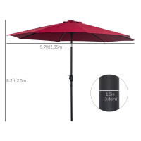 10' x 8' Round Market Umbrella, Patio Umbrella with Crank Handle
