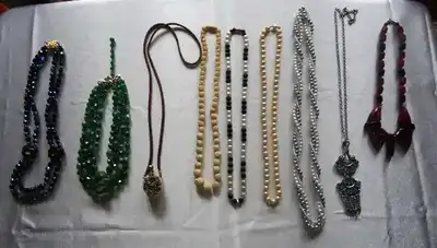 PRICES AS MARKED All are in excellent condition 1 - Double Strand Blue Aurora Borealis Bead Necklace...