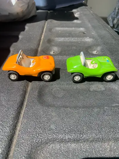 Vintage Tonka toy Dune buggy x2 Green and orange . $30 pair. Firm Cash only. Missing steering wheels...