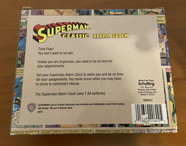Superman Classic Alarm Clock Schilling 2001 New In Box in Arts & Collectibles in City of Halifax - Image 2