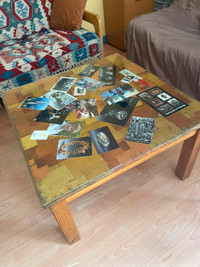 Cool Solid Wooden Coffee Table with Custom Fitted Glass Top
