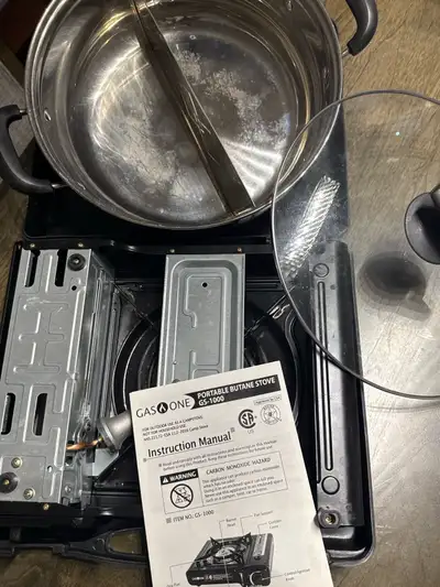Gas One Portable Butane Stove + Stainless Steel Hot Pot Set, View more