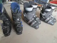 downhill skis,  boots, and poles