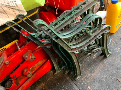 2 child size chairs and table iron cast NEW very best offer xxx, View more