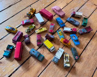 Various used toy cars and trucks from the 1960’s and 70’s