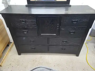 Dresser with mirror and matching night stands, View more