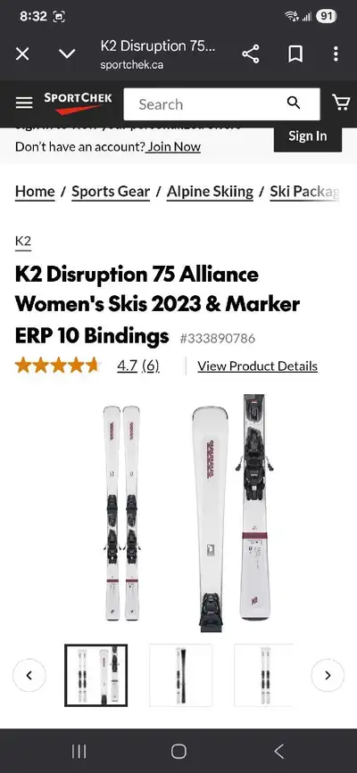 New K2 Disruption 75 Alliance Skis 2023 & Marker ERP 10 Bindings